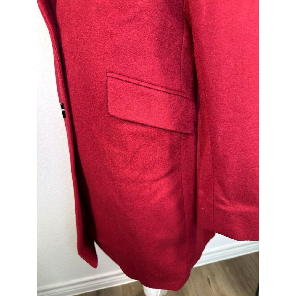 Sam Edelman Red Wool Blend Coat Womens M Single Breasted Tailored Pea Coat - Picture 7 of 16